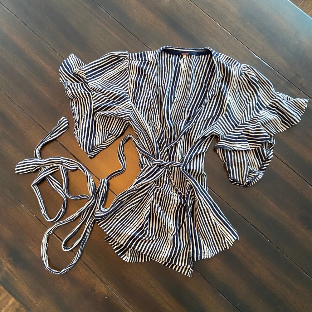 Free People Striped Wrap Top